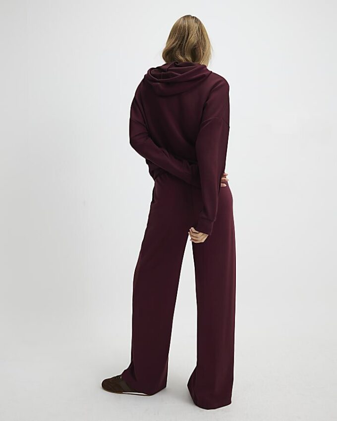 Red Premium High Waisted Wide Leg Joggers