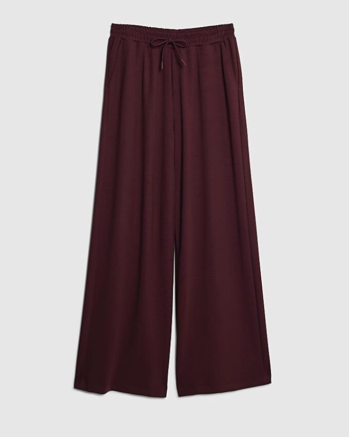 Red Premium High Waisted Wide Leg Joggers