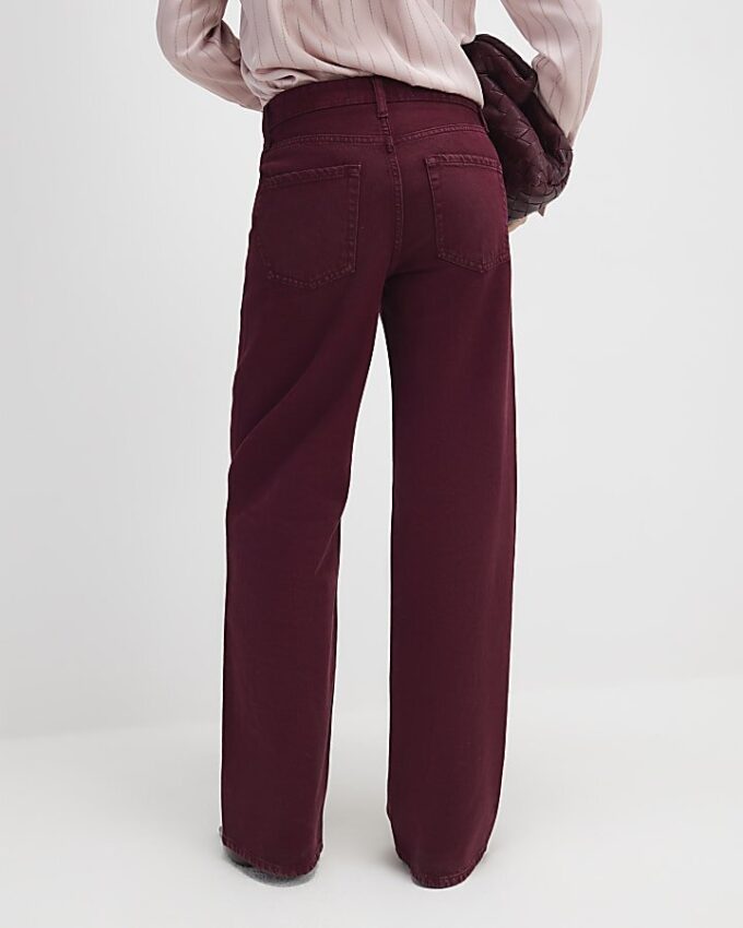 Red Relaxed Straight Jeans