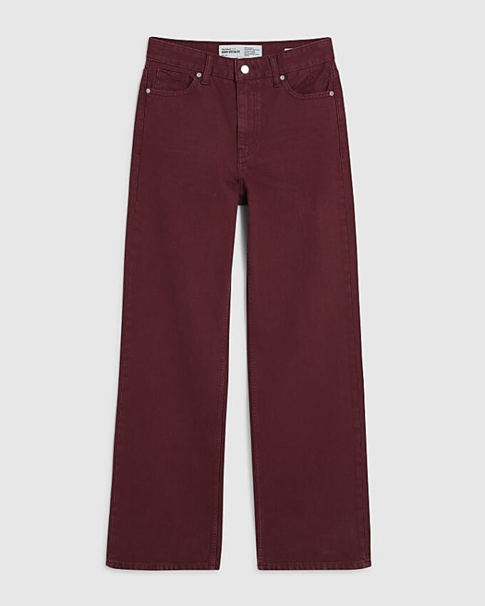Red Relaxed Straight Jeans