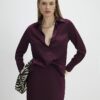 Red Satin Long Sleeve Slim Fit Shirt