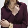 Red Satin Long Sleeve Slim Fit Shirt