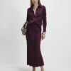 Red Satin Long Sleeve Slim Fit Shirt