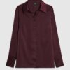 Red Satin Long Sleeve Slim Fit Shirt