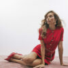 Red Short Sleeve Scallop Trim Mini Dress Red Short Sleeve Scallop Trim Mini Dress