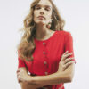 Red Short Sleeve Scallop Trim Mini Dress Red Short Sleeve Scallop Trim Mini Dress