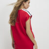 Red Short Sleeve Tape Detail V Neck Top