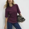 Red Short Sleeve Tie Back Seamed Top