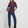 Red Short Sleeve Tie Back Seamed Top