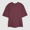 Red Short Sleeve Tie Back Seamed Top