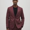 Red Skinny Fit Textured Suit Jacket