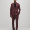 Red Skinny Fit Textured Suit Jacket