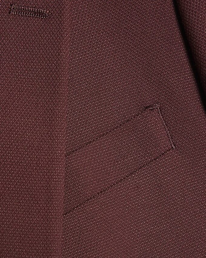 Red Skinny Fit Textured Suit Jacket