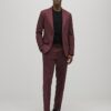 Red Skinny Fit Textured Suit Trousers