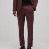 Red Skinny Fit Textured Suit Trousers