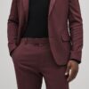 Red Skinny Fit Textured Suit Trousers