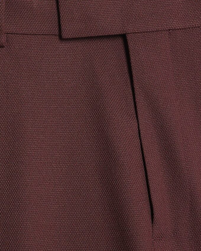 Red Skinny Fit Textured Suit Trousers