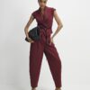 Red Sleeveless Belted Waistcoat