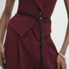 Red Sleeveless Belted Waistcoat