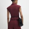 Red Sleeveless Belted Waistcoat