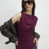 Red Sleeveless Twist Drape Top