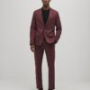 Red Slim Fit Texture Suit Trousers