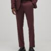 Red Slim Fit Texture Suit Trousers