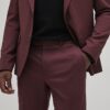 Red Slim Fit Texture Suit Trousers