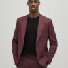 Red Slim Fit Textured Suit Jacket