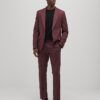 Red Slim Fit Textured Suit Jacket