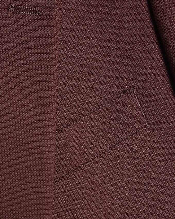 Red Slim Fit Textured Suit Jacket