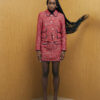 Red Whipstitch Boucle Mini Skirt