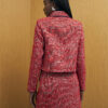 Red Whipstitch Boucle Mini Skirt