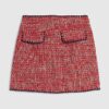 Red Whipstitch Boucle Mini Skirt