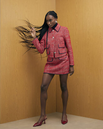 Red Whipstitch Boucle Trophy Jacket