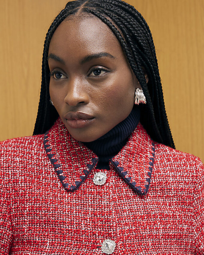 Red Whipstitch Boucle Trophy Jacket