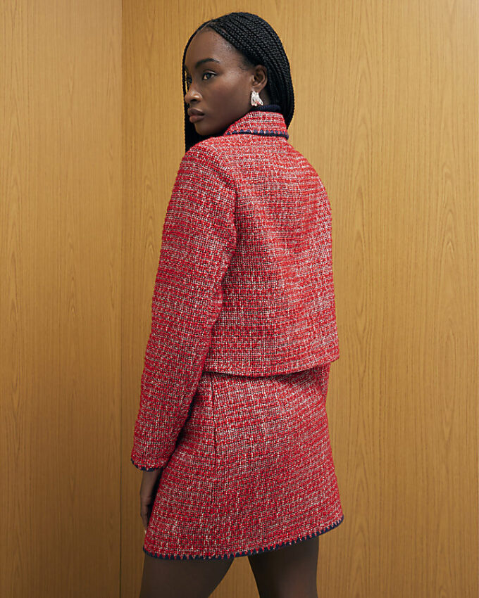 Red Whipstitch Boucle Trophy Jacket