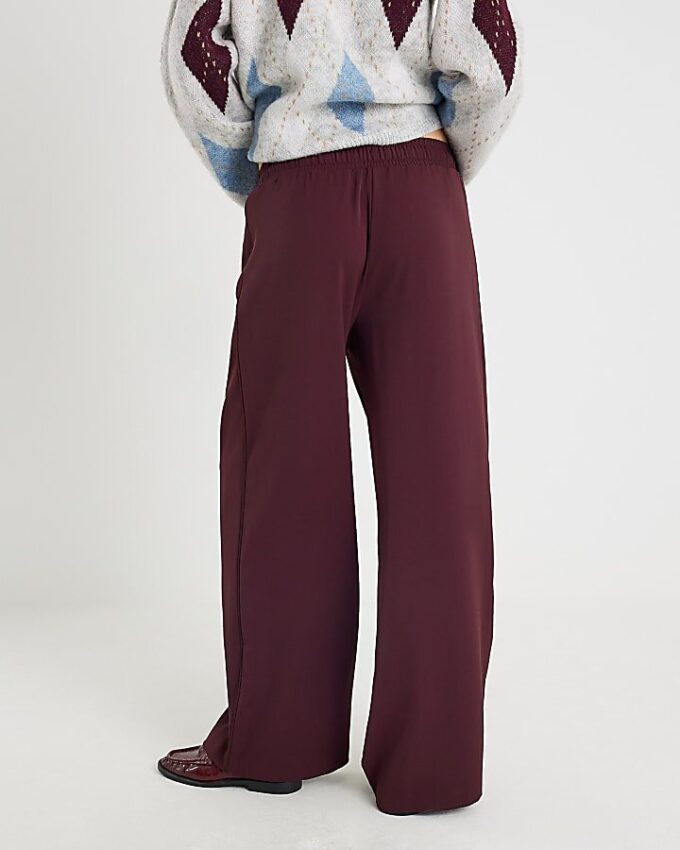 Red Wide Leg Tailored Joggers