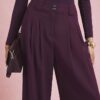 Red Wide Leg Tailored Trousers