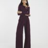 Red Wide Leg Tailored Trousers