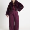 Red Wide Leg Tailored Trousers
