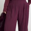 Red Wide Leg Tailored Trousers