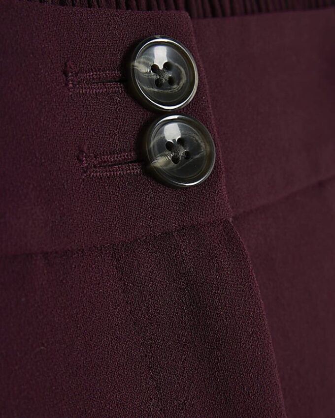 Red Wide Leg Tailored Trousers