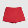 Red Wrap Button Detail Skort