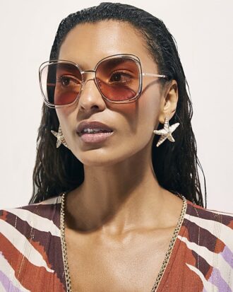Rose Gold Layered Oversized Square Sunglasses