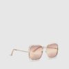Rose Gold Layered Oversized Square Sunglasses