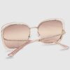 Rose Gold Layered Oversized Square Sunglasses