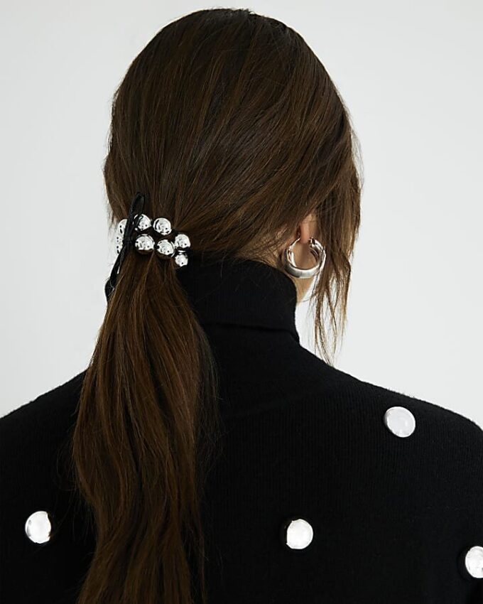 Silver ball bow headband