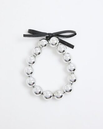 Silver ball bow headband