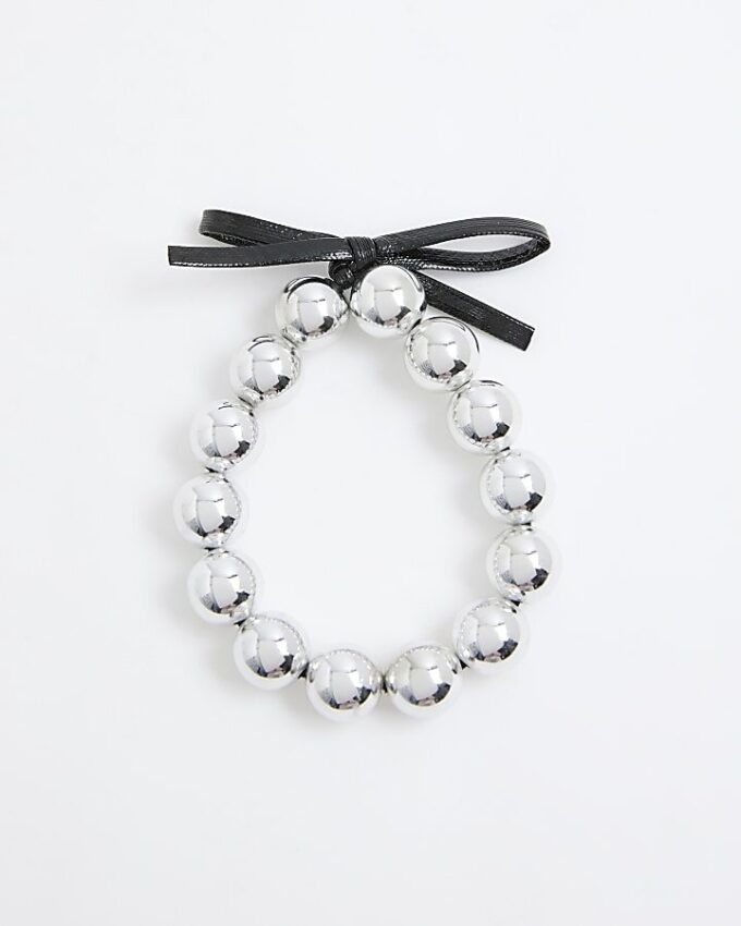 Silver ball bow headband